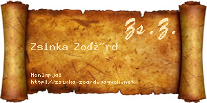 Zsinka Zoárd névjegykártya